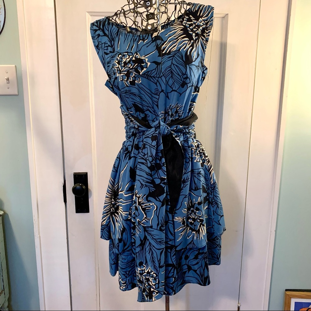 Tracy Reese silk tiered dress with sash